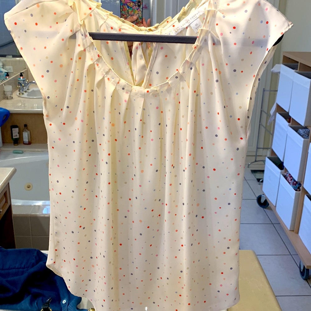 Pastel polkadot pleated blouse